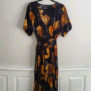 Beautiful rose long summer dress with tie belt